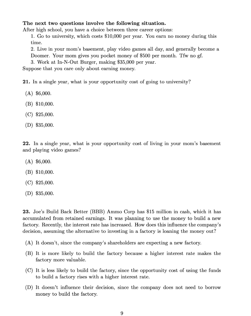 Solved The next two questions involve the following | Chegg.com
