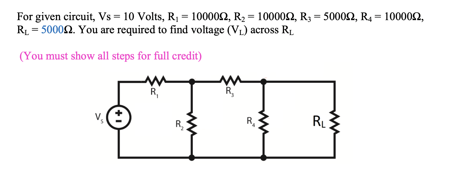 Solved For given circuit, Vs =10 Volts, | Chegg.com