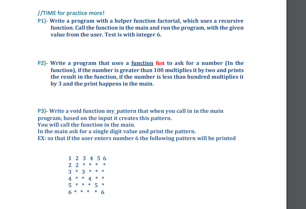 Solved //TIME For Practice More! P1)- Write A Program With A | Chegg.com