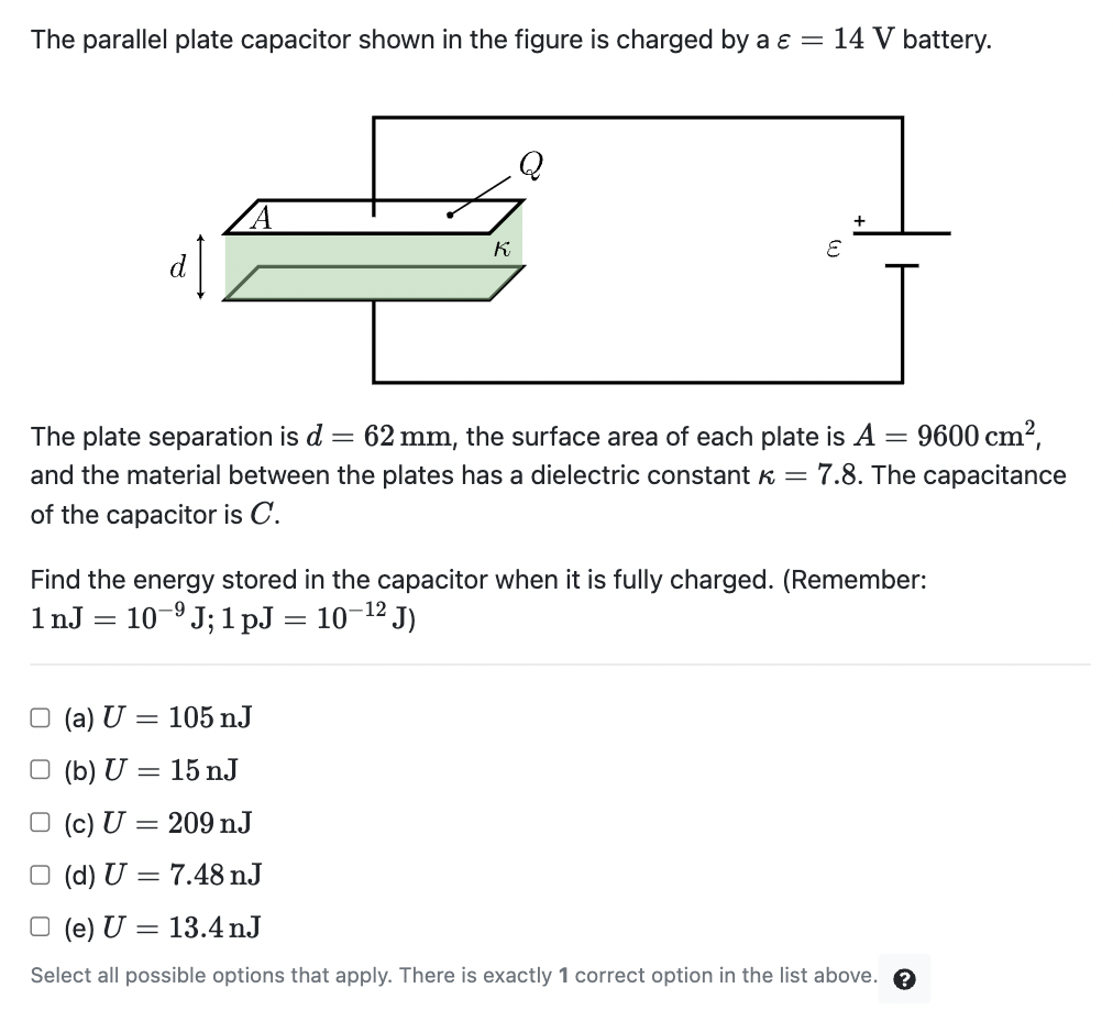 Solved The parallel plate capacitor shown in the figure is