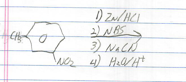 Solved 1) ZN/HCl 3) NaCN 4) H2O/Ht | Chegg.com