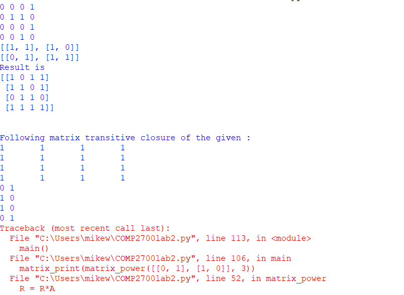 Solved def matrix_print (A): for x in A: for yin x: print | Chegg.com