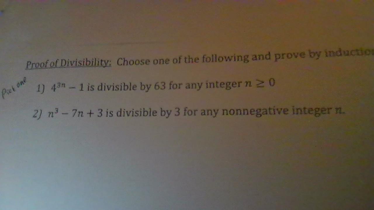 Solved Proof Of Divisibility: Choose One Of The Following | Chegg.com