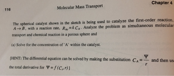 Solved Chapter 4 Molecular Mass Transport 116 The spherical | Chegg.com