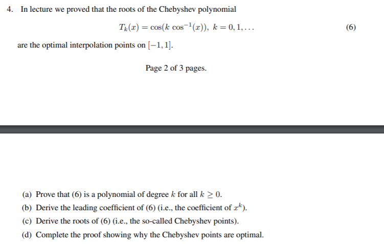 Solved 4. In lecture we proved that the roots of the | Chegg.com