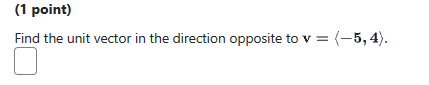 Solved (1 ﻿point)Find the unit vector in the direction | Chegg.com