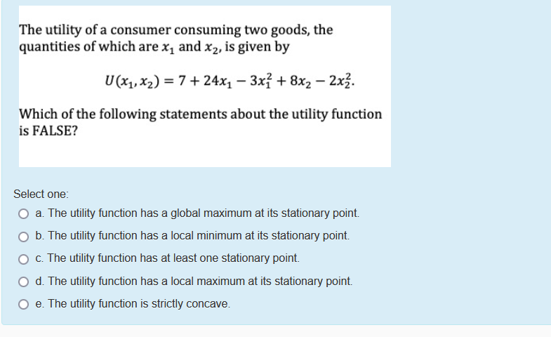 Solved The Utility Of A Consumer Consuming Two Goods, The | Chegg.com