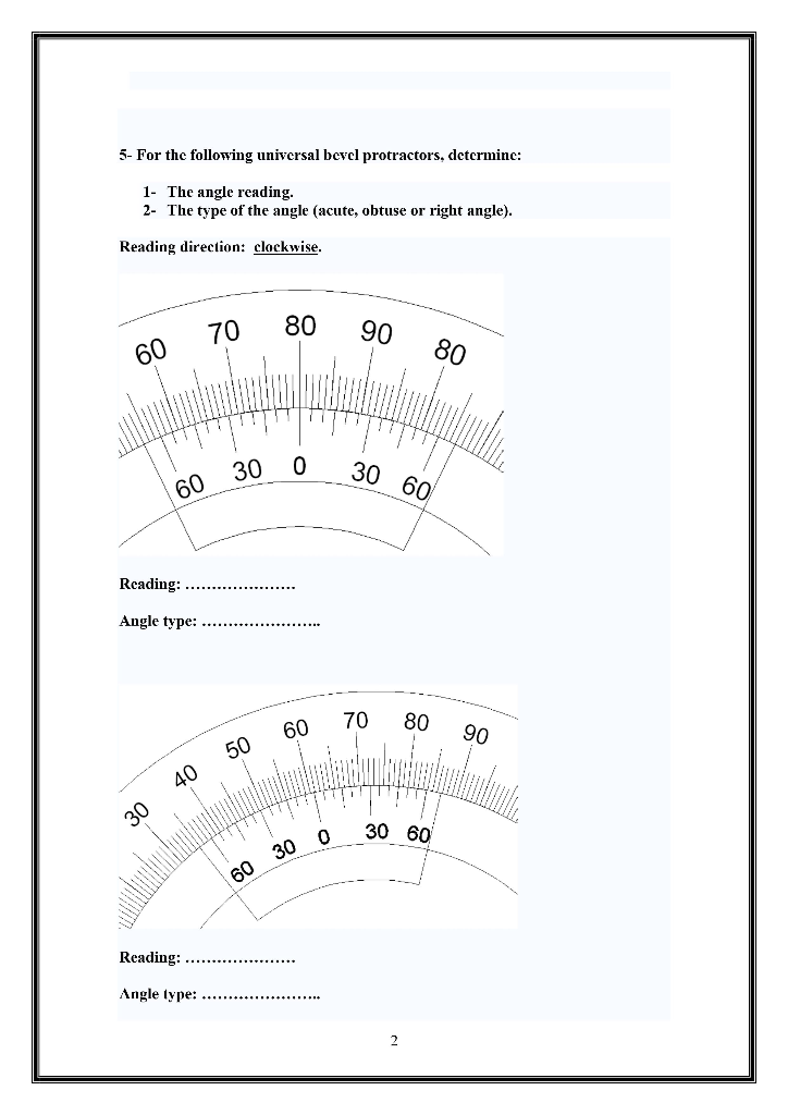 Solved L IILU ILLIED. 1 Explain how the bevel protractor
