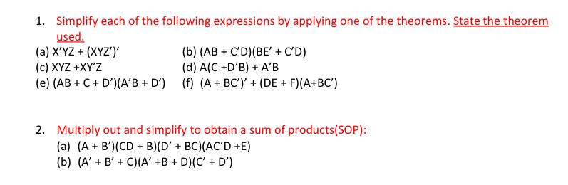 Solved 1. Simplify Each Of The Following Expressions By | Chegg.com