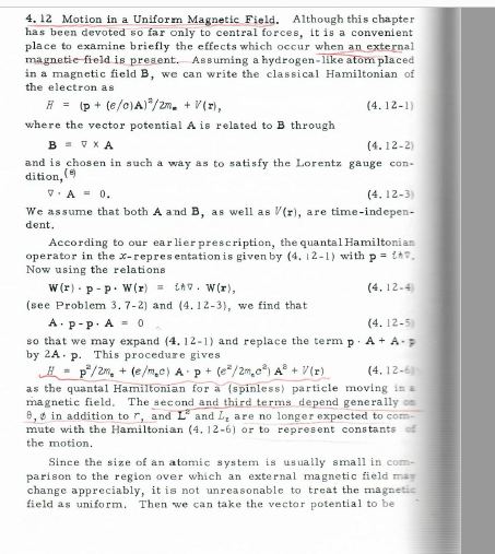 4. 12 Motion in a Uniform Magnetic Field. Although this chapter has been devoted so far only to central forces, it is a conve