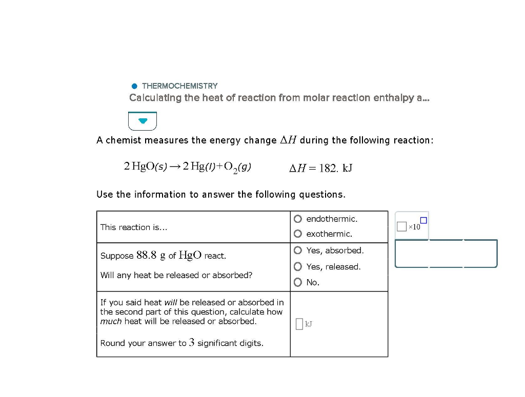 Solved THERM CHEMISTRY Calculating The Heat Of Reaction From | Chegg.com