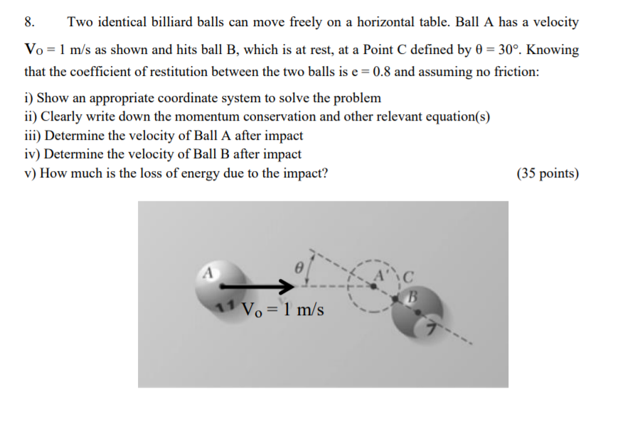 Solved 8. Two identical billiard balls can move freely on a