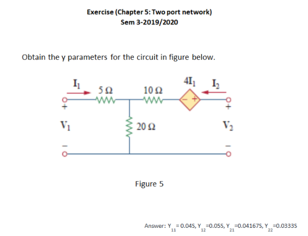 Solved Exercise (Chapter 5: Two port network) Sem | Chegg.com