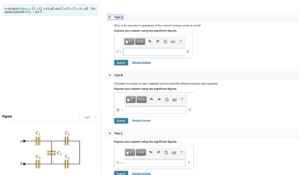 Solved In the figure (Figure 1), C1 = C5= 8.3 μF and C2= C3= | Chegg.com