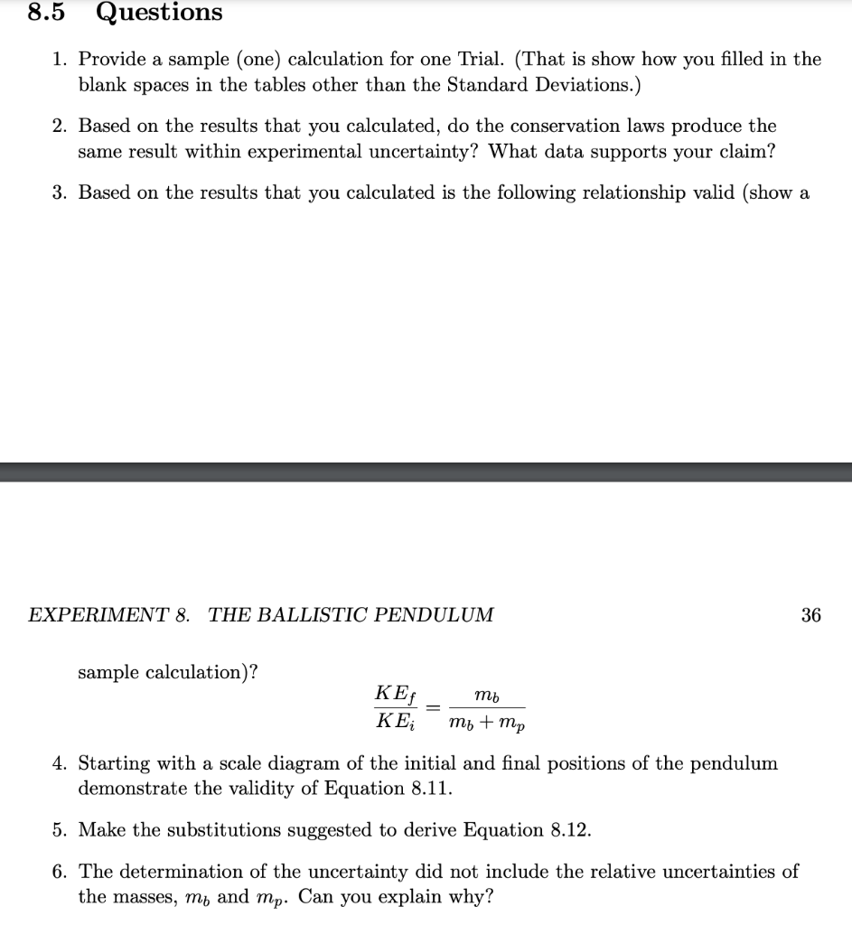 experiment 8 ballistic pendulum