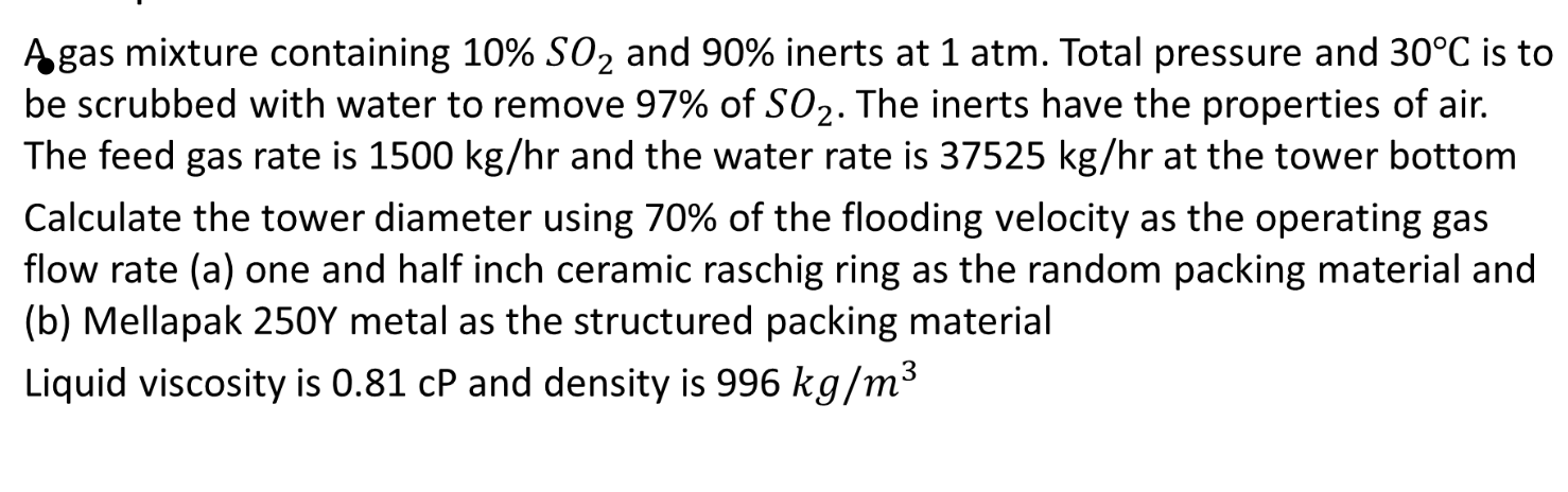 Solved A Gas Mixture Containing 10%SO2 And 90% Inerts At 1 | Chegg.com