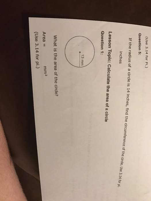 find the area of a circle with a diameter of 14 inches