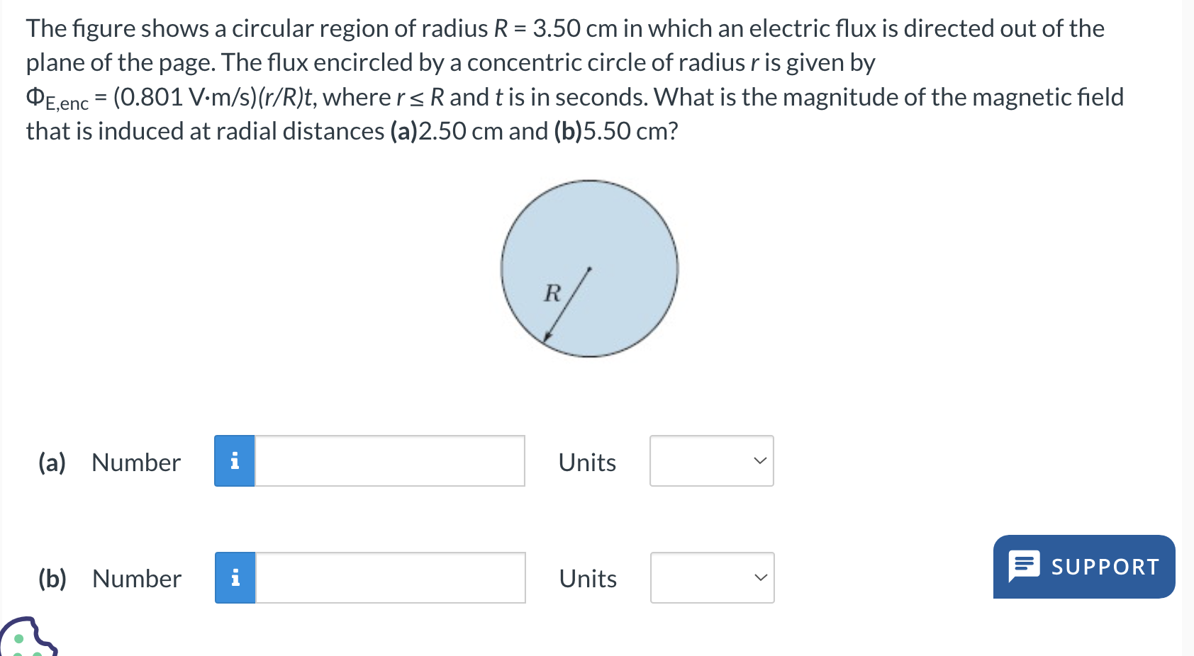 Solved The figure shows a circular region of radius R=3.50 | Chegg.com
