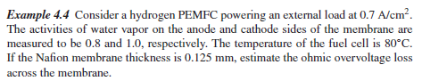 Solved Example 4.4 Consider a hydrogen PEMFC powering an | Chegg.com