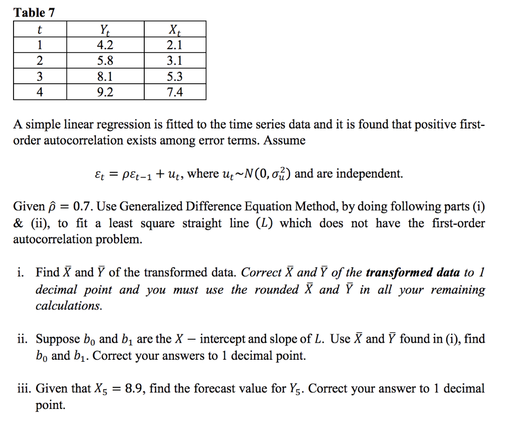 Q1. Table 1 Shows The Actual Values Of A Time Series | Chegg.com