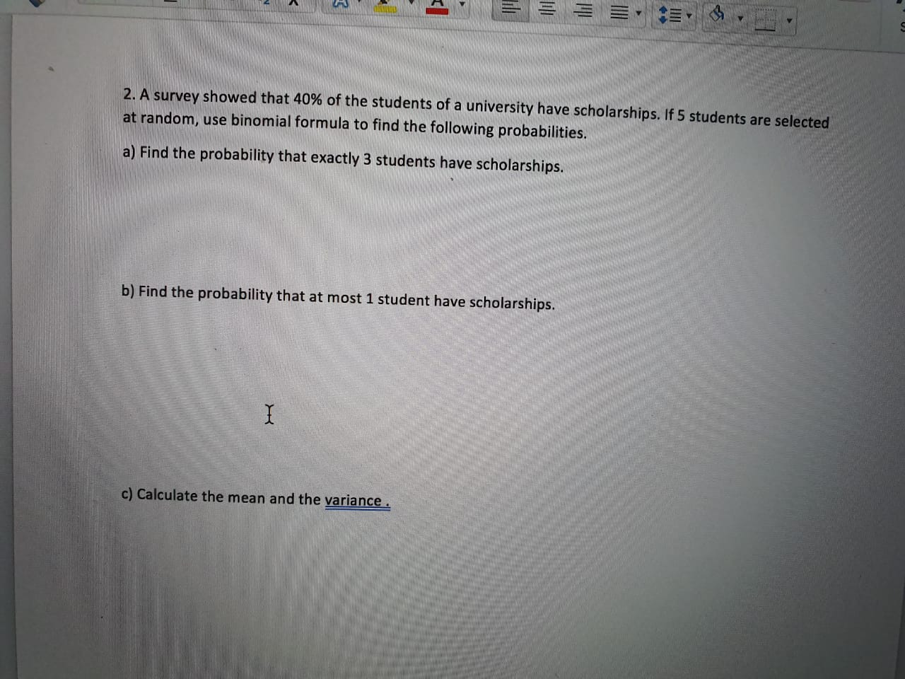 Solved 2. A survey showed that 40% of the students of a | Chegg.com