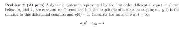 Solved Problem 2 (20 pnts) A dynamic system is represented | Chegg.com