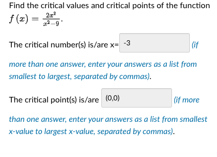 Solved Find the critical values and critical points of the | Chegg.com