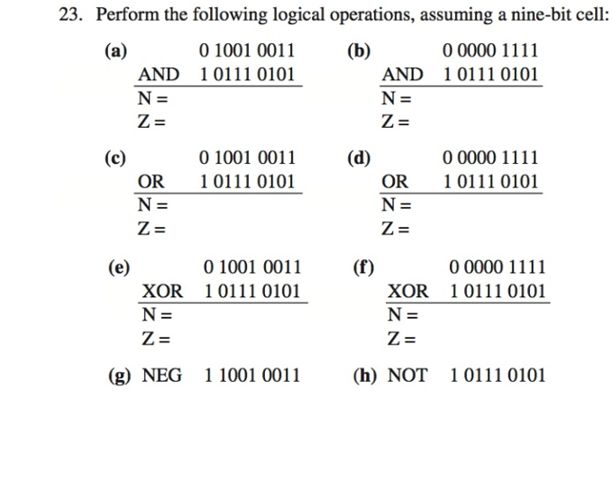 Solved 23. Perform the following logical operations, | Chegg.com