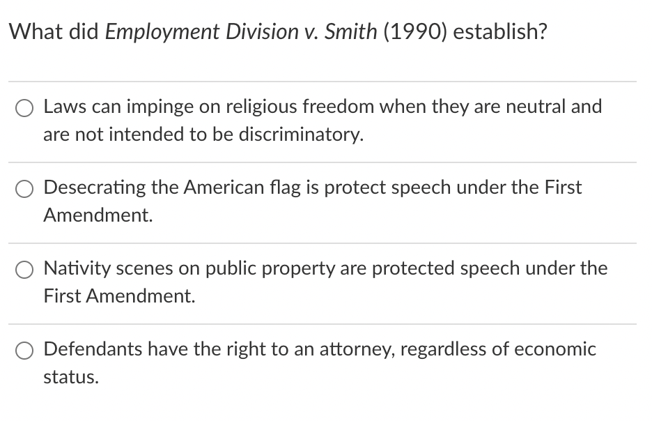 What did Employment Division v. Smith (1990)