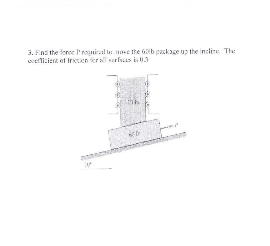 Solved 3. Find the force P required to move the 60lb package | Chegg.com