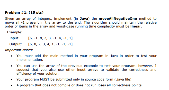solved in java please: integer arrays origarr and... Solved Given an array of integers, implement (in Java) the | Chegg.com