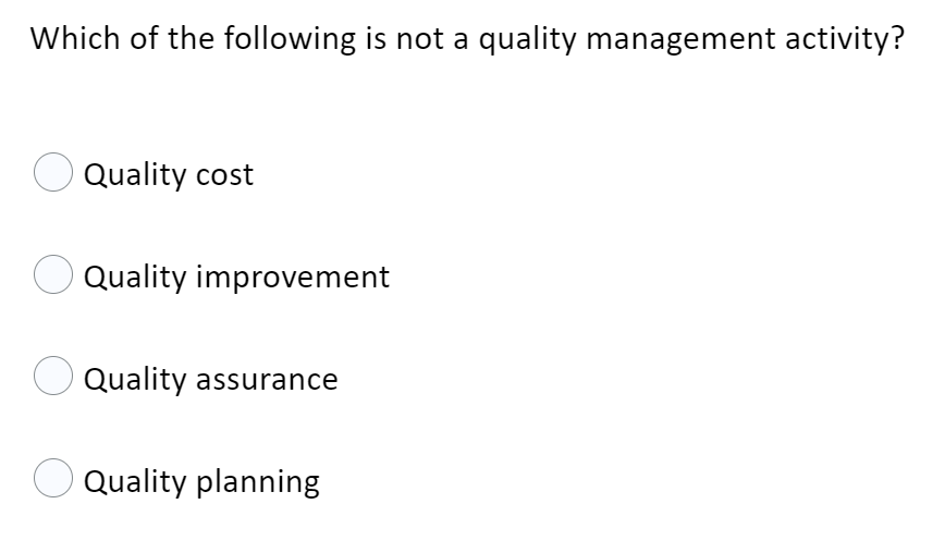Solved Which of the following is not a quality management | Chegg.com