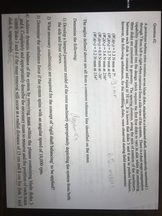 Solved Question #2. A prototype turbine rotor contains seven | Chegg.com