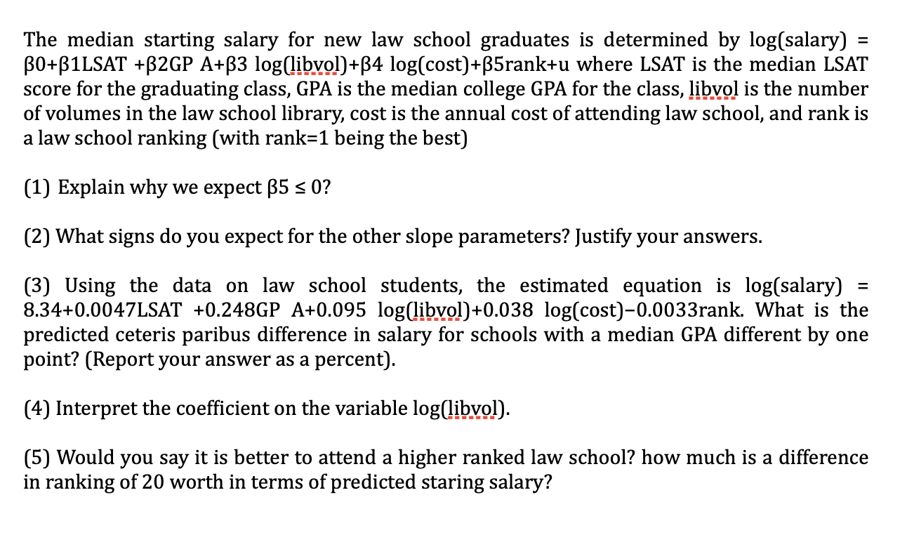 Solved The median starting salary for new law school