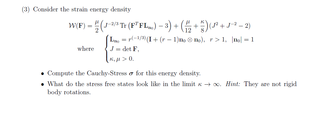 (3) Consider The Strain Energy Density J-2/3 + + 1-2 | Chegg.com