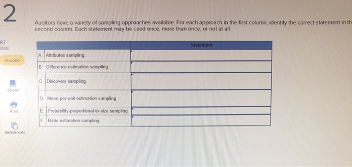 Solved 2 Auditors have a variety of sampling approaches | Chegg.com