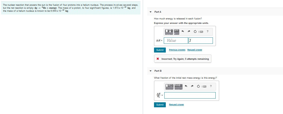 Solved The Nuclear Reaction That Powers The Sun Is The | Chegg.com