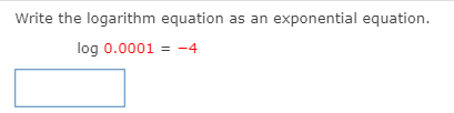 Solved Write the logarithm equation as an exponential | Chegg.com