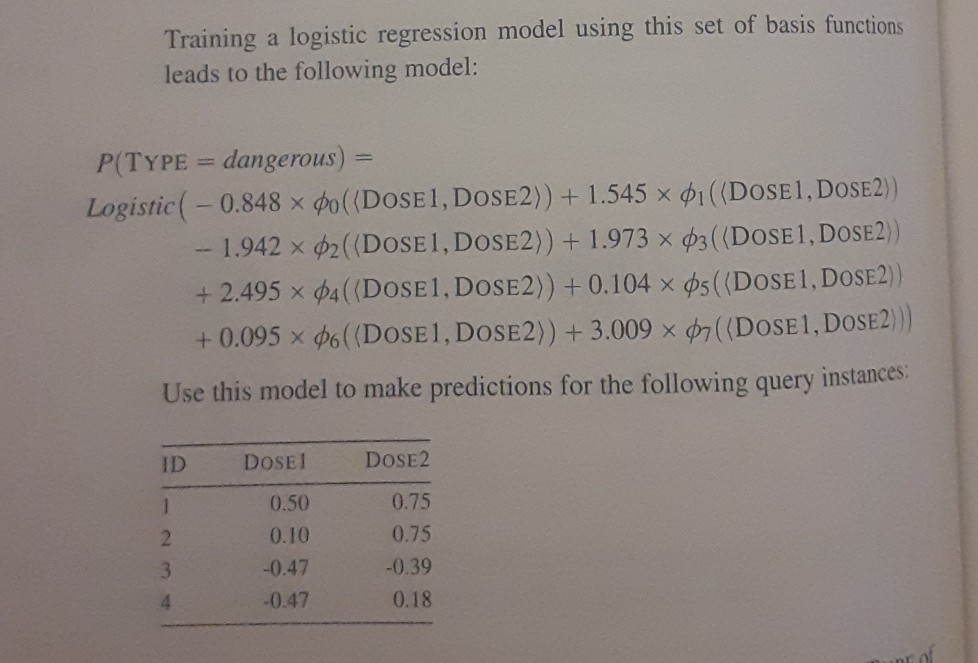 Training a logistic regression model using this set | Chegg.com