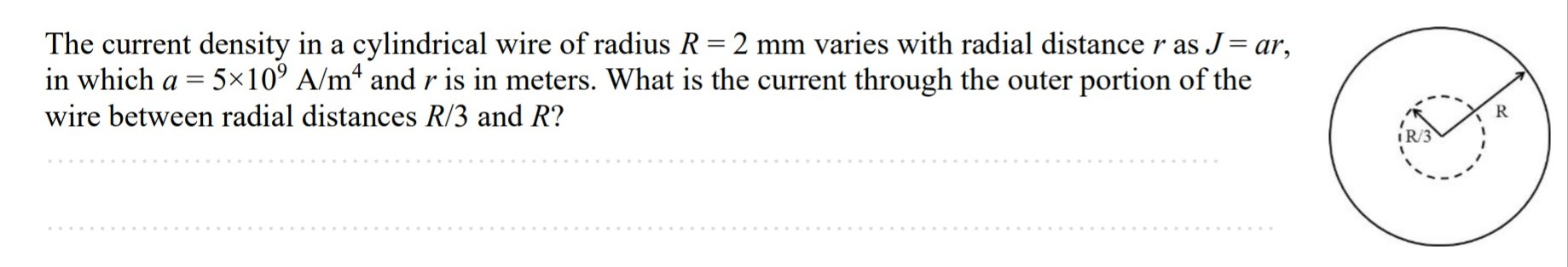 Solved The current density in a cylindrical wire of radius | Chegg.com
