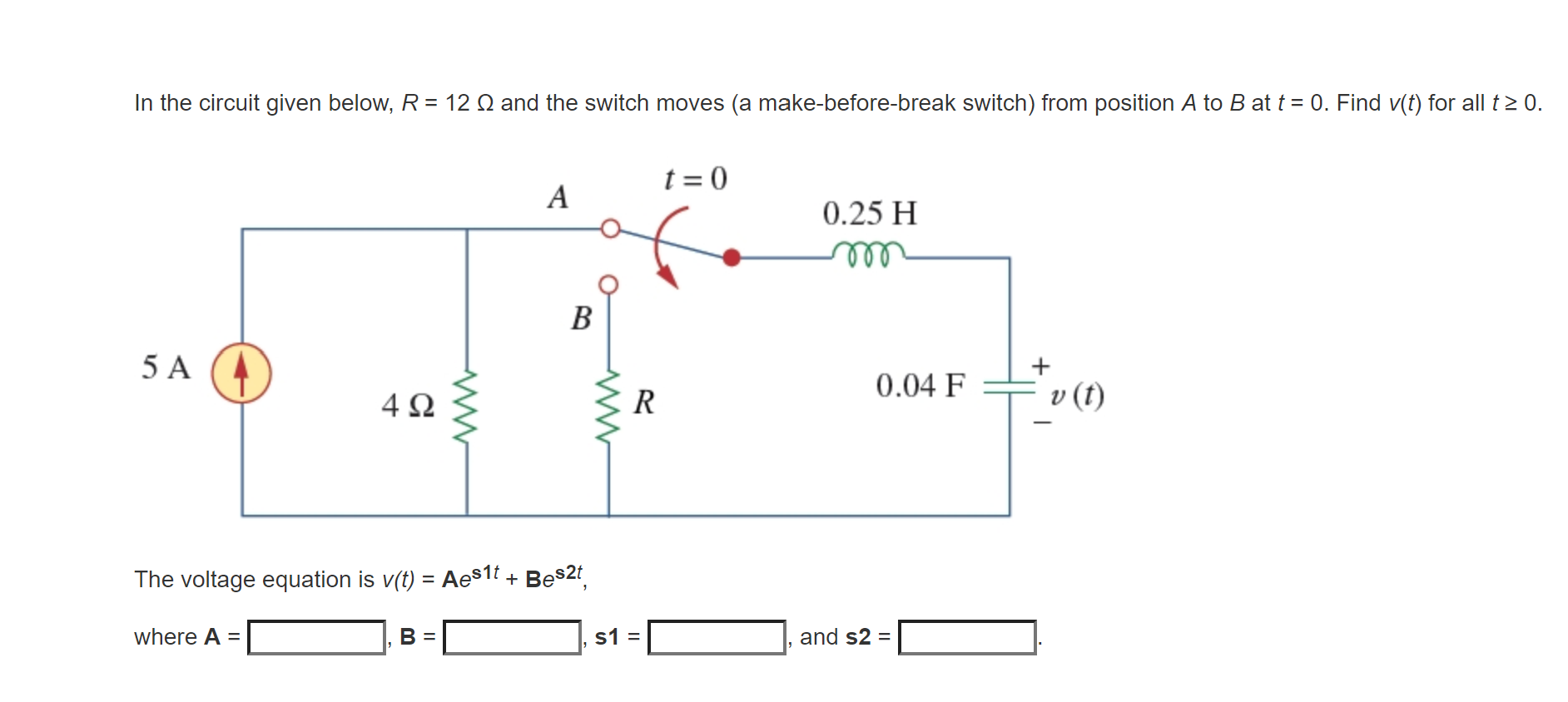 Solved In the circuit given below, R = 12 1 and the switch | Chegg.com