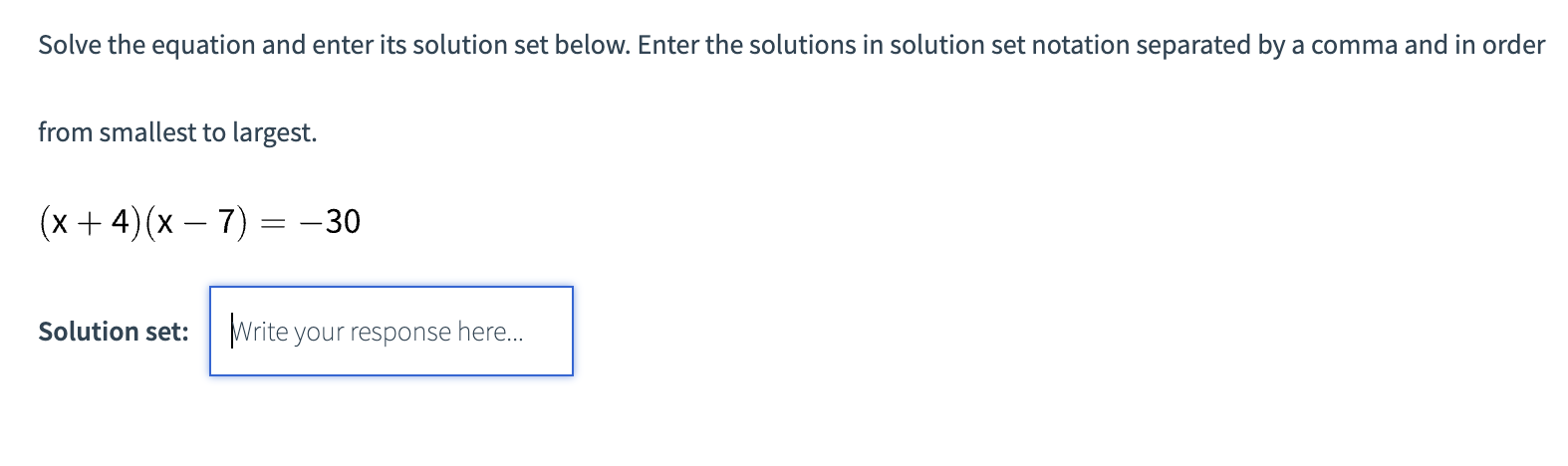 Solved Solve the equation and enter its solution set below. | Chegg.com