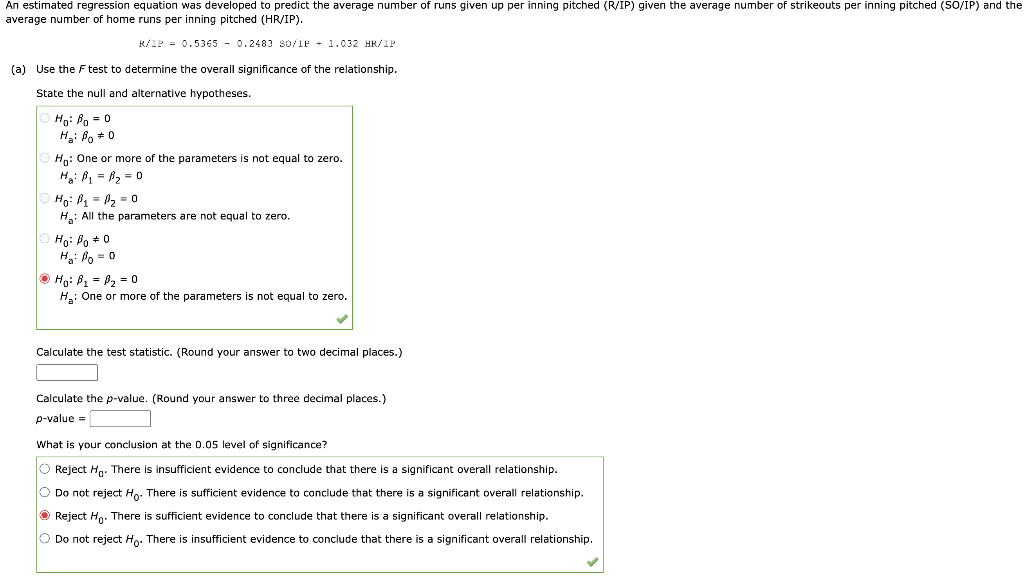 Solved (b) Use the t test to determine the significance of | Chegg.com