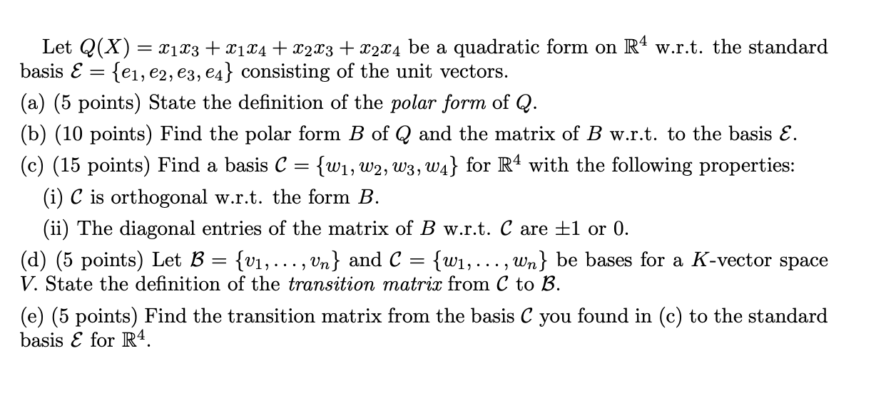 Let Q(X) = x1x3 + 2124 + x2x3 + x224 be a quadratic