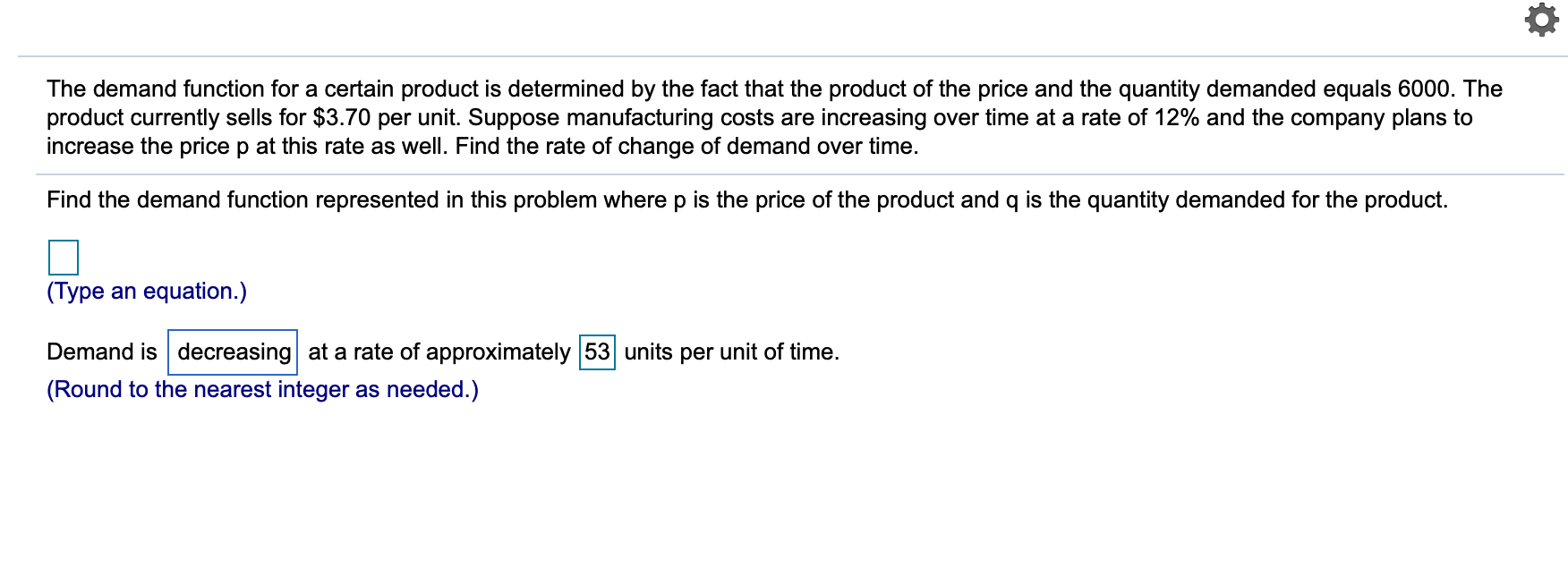Solved The demand function for a certain product is | Chegg.com