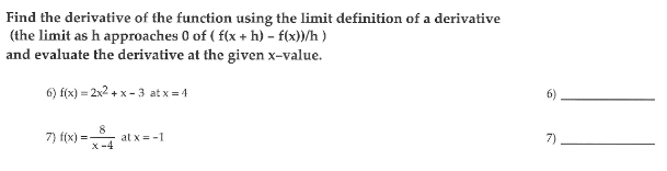 find limit using definition of derivative calculator