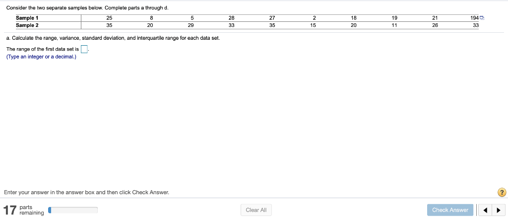 Solved Consider the two separate samples below. Complete | Chegg.com
