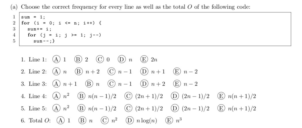 A Choose The Correct Frequency For Every Line As Chegg Com
