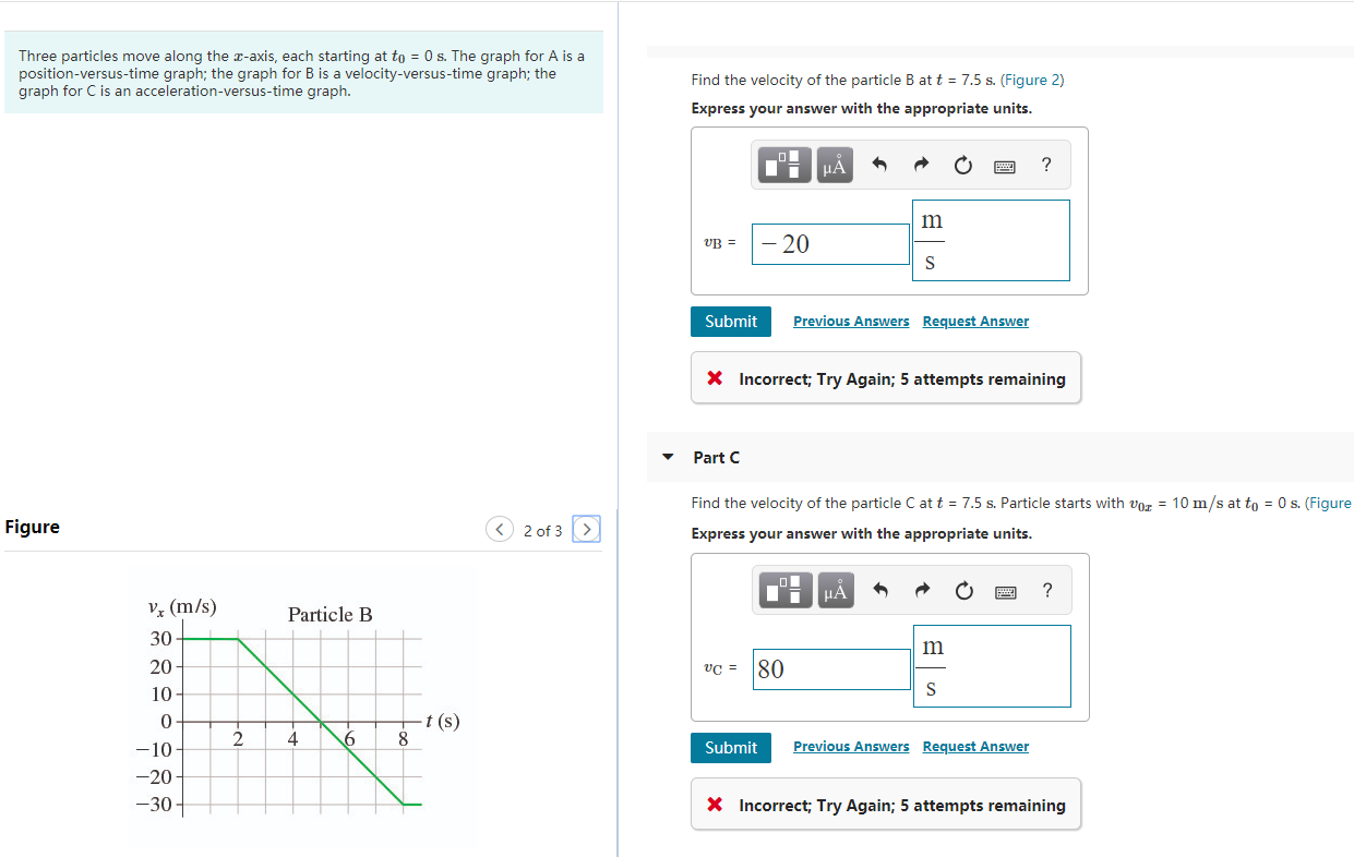 Solved Three particles move along the c-axis, each starting | Chegg.com