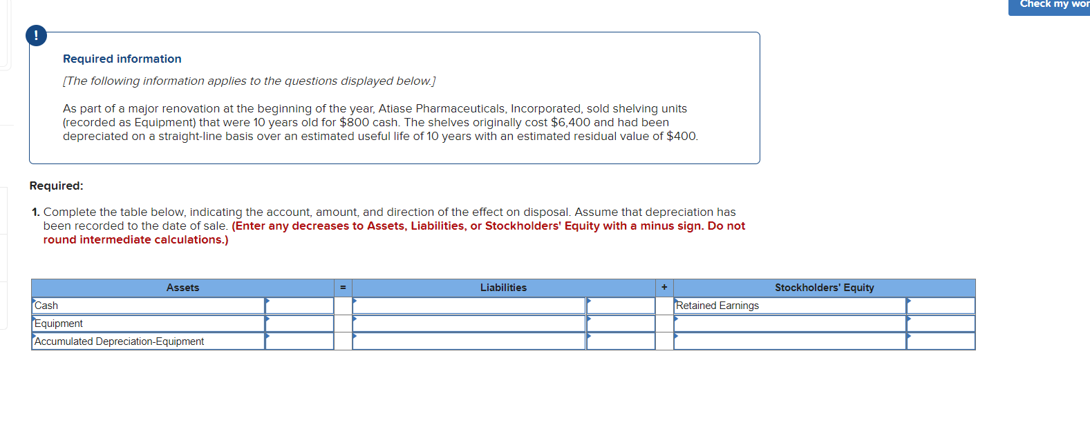 Solved Complete the table below, indicating the account,